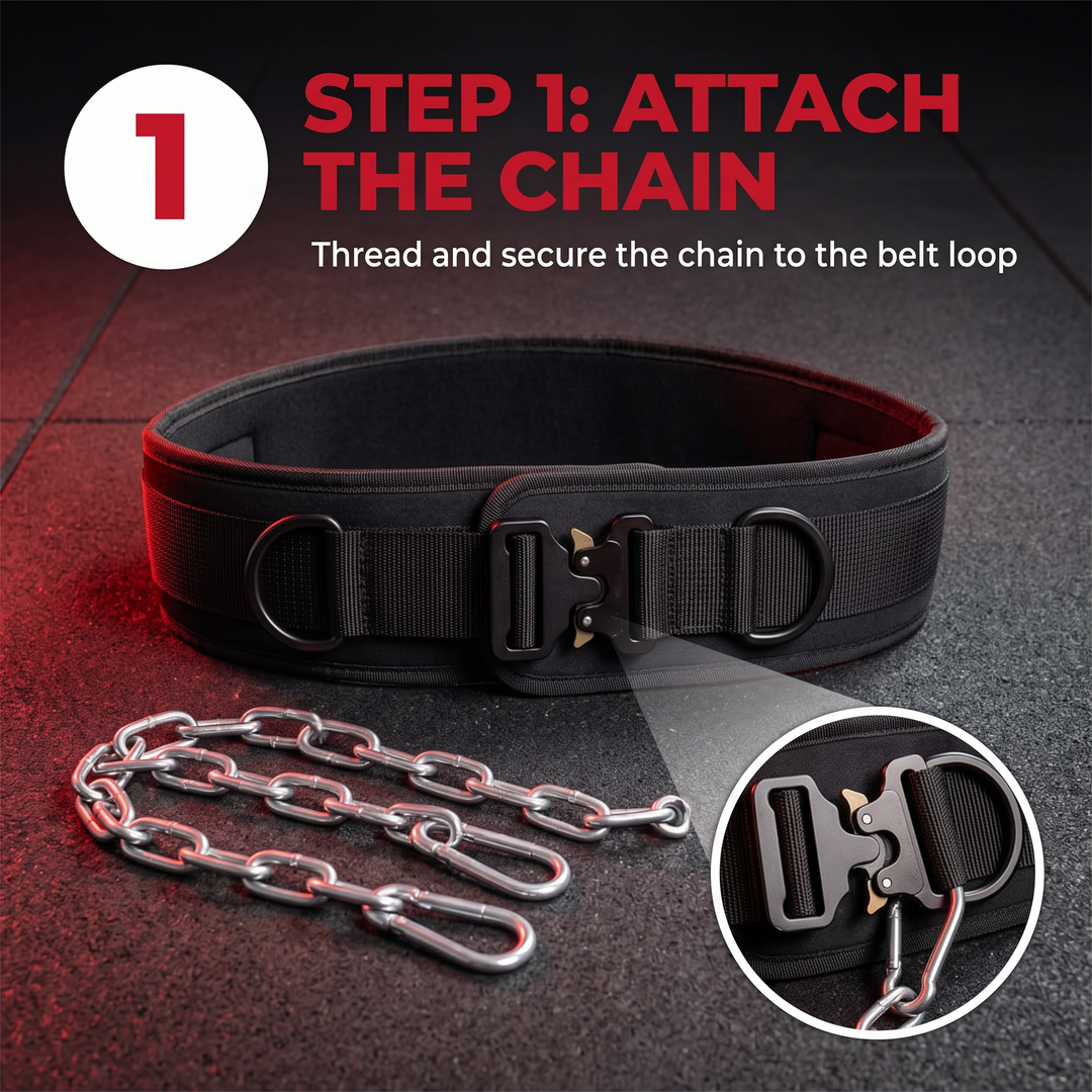 Heavy-Duty Dip Belt for Weightlifting with Chain Neoprene Waist Belt for Pull Ups Chin Ups Strength Training Home Gym Fitness Workout