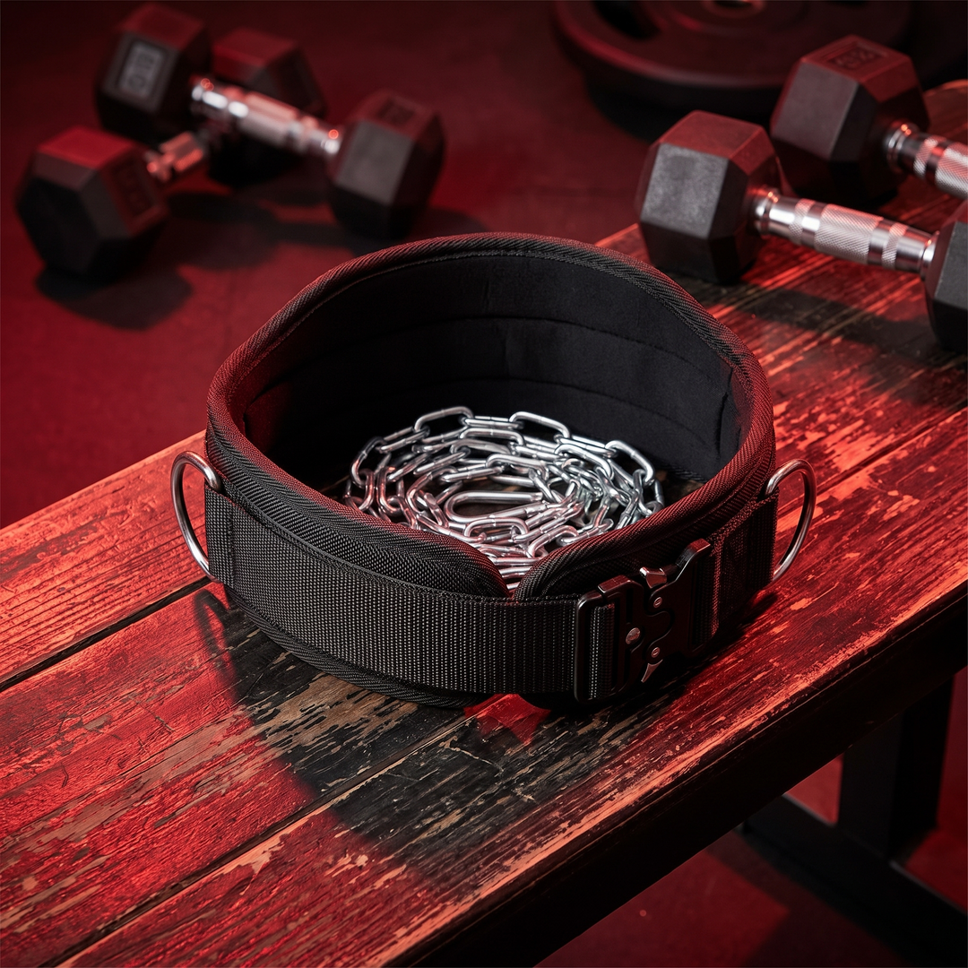Heavy-Duty Dip Belt for Weightlifting with Chain Neoprene Waist Belt for Pull Ups Chin Ups Strength Training Home Gym Fitness Workout