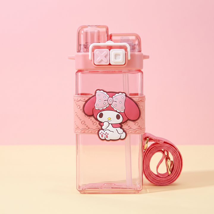 Kawaii Cartoon Character Large Capacity Plastic Straw Cup Portable Water Tumbler with Lid Cute Novelty Drinkware Gift for Friends Daily Use