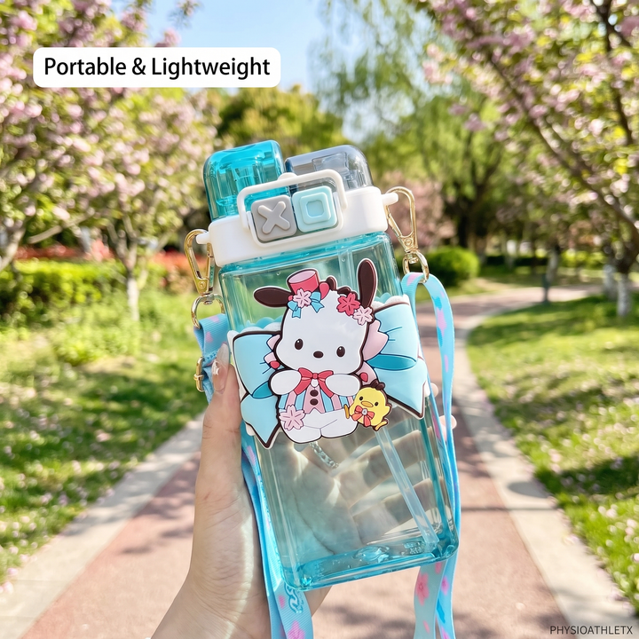 Kawaii Cartoon Character Large Capacity Plastic Straw Cup Portable Water Tumbler with Lid Cute Novelty Drinkware Gift for Friends Daily Use