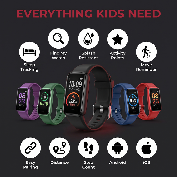 Kids Fitness Tracker Watch Touch Screen Activity Tracker for Boys and Girls Step Counter Sleep Monitor iOS Android Compatible Lightweight Everyday Wearable