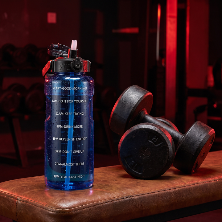 Large Capacity Sports Water Bottle with Straw and Time Marker Leak-Proof BPA-Free Motivational Hydration Bottle for Gym Fitness Outdoor Home Workout Recovery