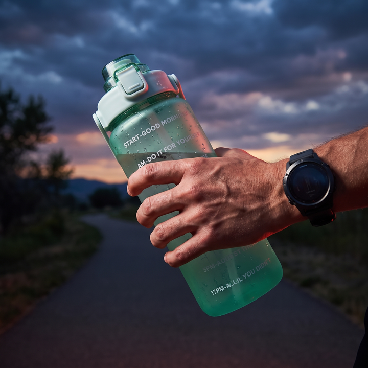 Large Capacity Sports Water Bottle with Straw and Time Marker Leak-Proof BPA-Free Motivational Hydration Bottle for Gym Fitness Outdoor Home Workout Recovery