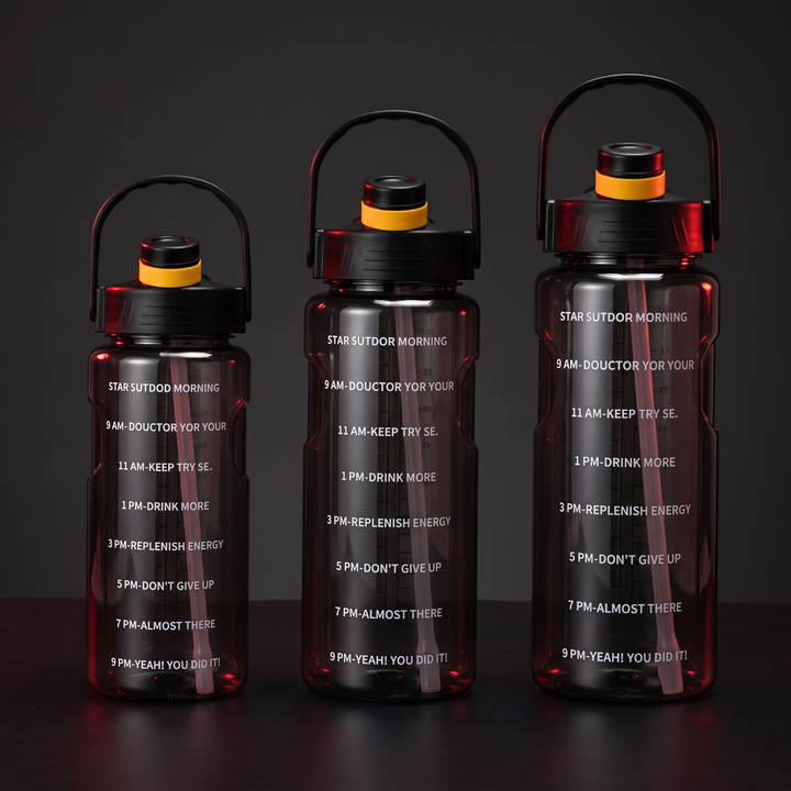 Large Capacity Sports Water Bottle with Straw and Time Marker Leak-Proof BPA-Free Motivational Hydration Bottle for Gym Fitness Outdoor Home Workout Recovery