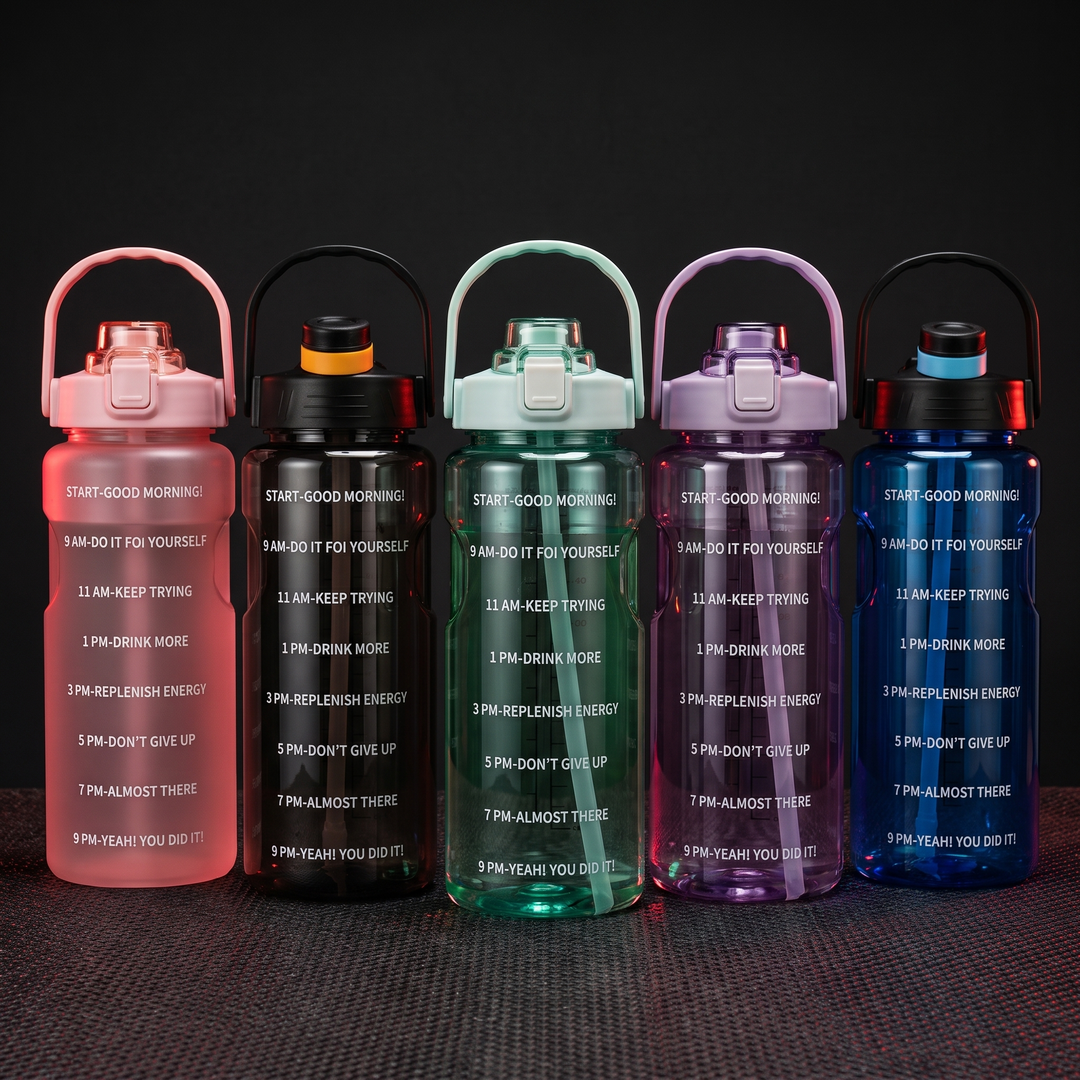 Large Capacity Sports Water Bottle with Straw and Time Marker Leak-Proof BPA-Free Motivational Hydration Bottle for Gym Fitness Outdoor Home Workout Recovery