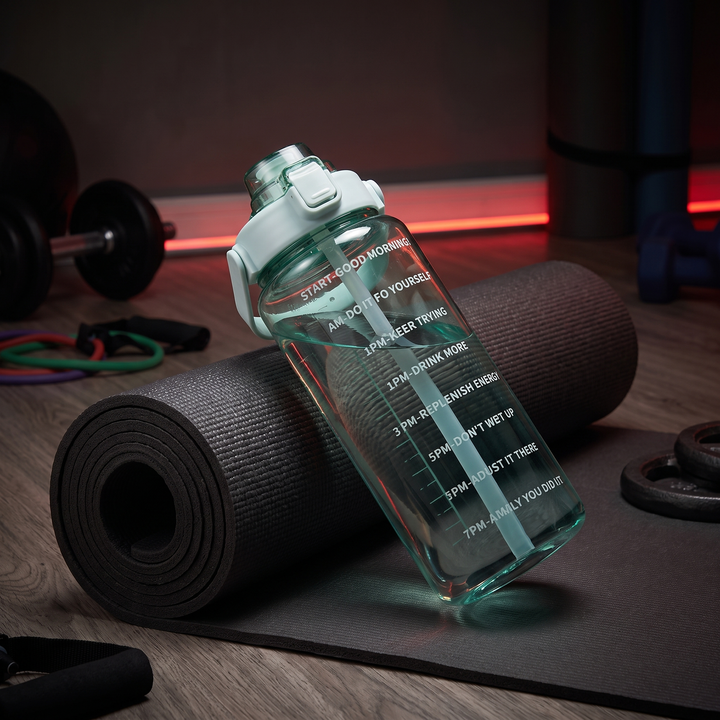 Large Capacity Sports Water Bottle with Straw and Time Marker Leak-Proof BPA-Free Motivational Hydration Bottle for Gym Fitness Outdoor Home Workout Recovery