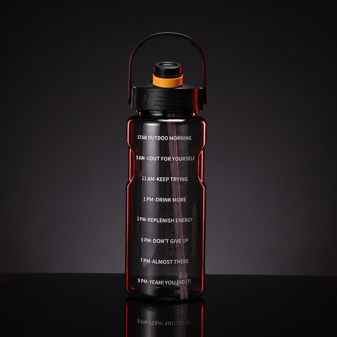 Large Capacity Sports Water Bottle with Straw and Time Marker Leak-Proof BPA-Free Motivational Hydration Bottle for Gym Fitness Outdoor Home Workout Recovery