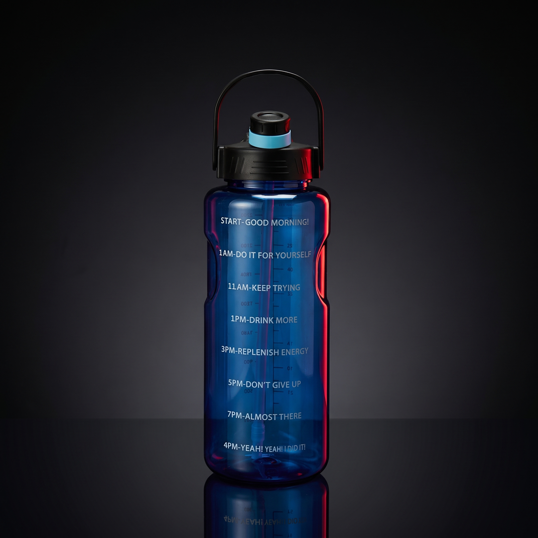 Large Capacity Sports Water Bottle with Straw and Time Marker Leak-Proof BPA-Free Motivational Hydration Bottle for Gym Fitness Outdoor Home Workout Recovery