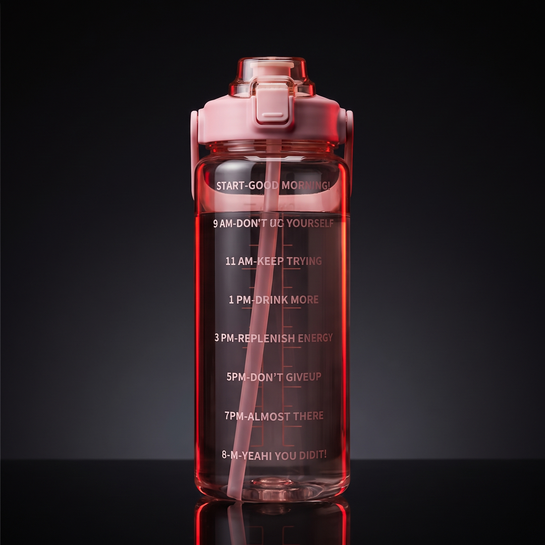 Large Capacity Sports Water Bottle with Straw and Time Marker Leak-Proof BPA-Free Motivational Hydration Bottle for Gym Fitness Outdoor Home Workout Recovery