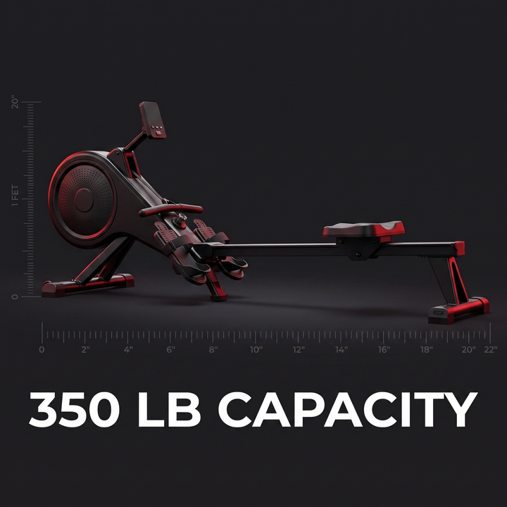 Magnetic Rowing Machine Home Gym Rower 350 LB Capacity LCD Monitor Tablet Holder Comfortable Seat Full Body Cardio Fitness Training Machine