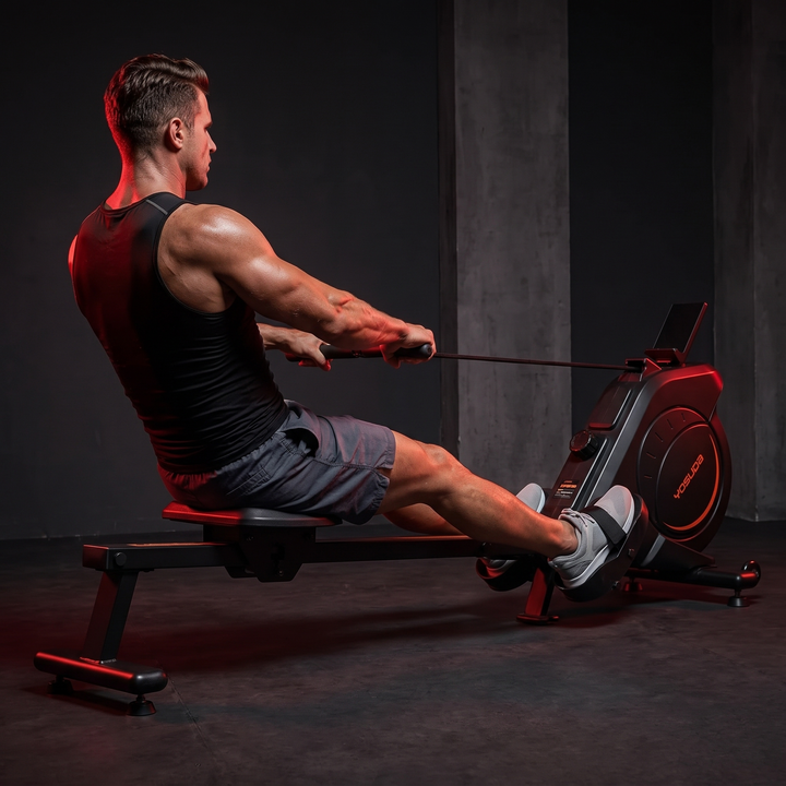 Magnetic Rowing Machine Home Gym Rower 350 LB Capacity LCD Monitor Tablet Holder Comfortable Seat Full Body Cardio Fitness Training Machine
