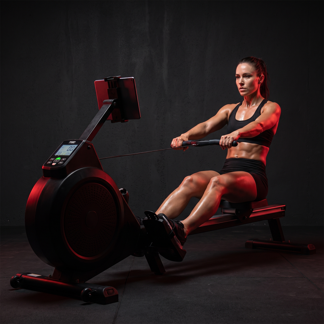 Magnetic Rowing Machine Home Gym Rower 350 LB Capacity LCD Monitor Tablet Holder Comfortable Seat Full Body Cardio Fitness Training Machine