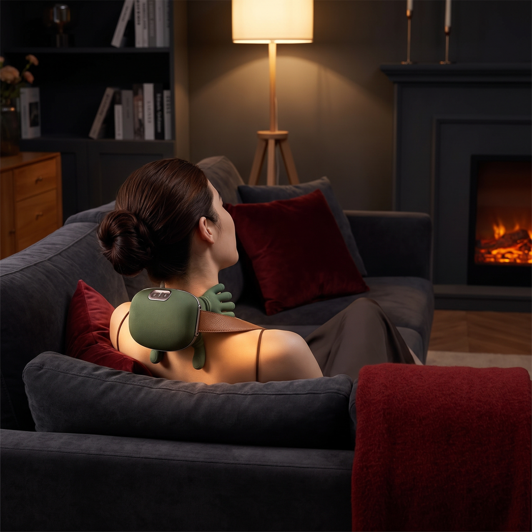 Portable Electric Neck Massager with Heat and Kneading Therapy Wireless Rechargeable Neck Shoulder Pain Relief Massager for Home Office Recovery