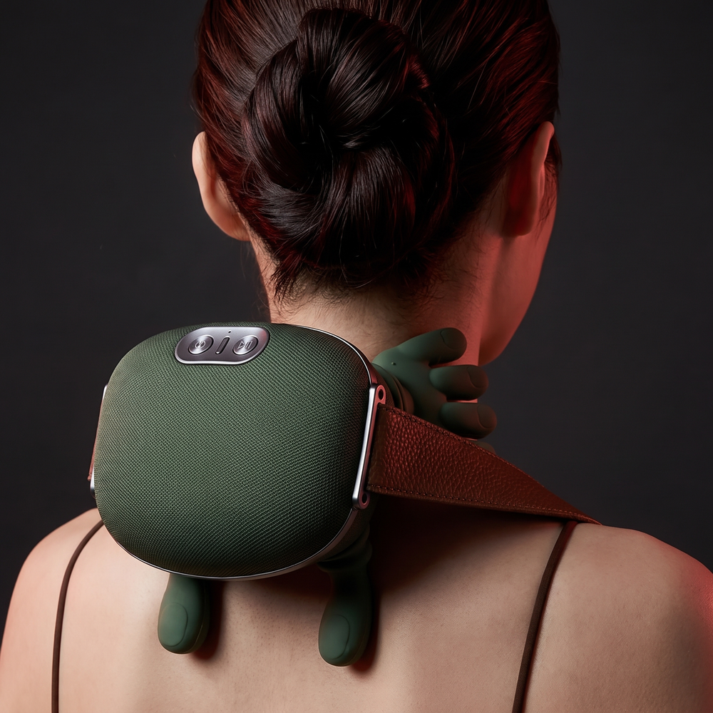 Portable Electric Neck Massager with Heat and Kneading Therapy Wireless Rechargeable Neck Shoulder Pain Relief Massager for Home Office Recovery