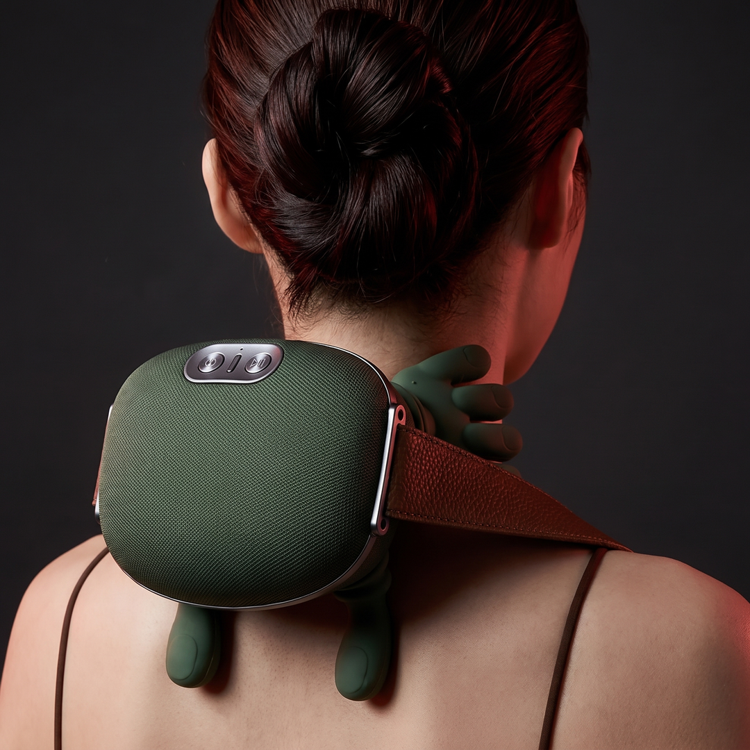 Portable Electric Neck Massager with Heat and Kneading Therapy Wireless Rechargeable Neck Shoulder Pain Relief Massager for Home Office Recovery
