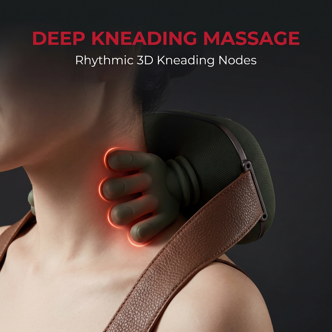 Portable Electric Neck Massager with Heat and Kneading Therapy Wireless Rechargeable Neck Shoulder Pain Relief Massager for Home Office Recovery