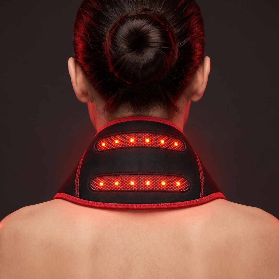 Portable Red Light Neck Massager Deep Kneading Cervical Spine Trapezius Relaxation Heat Therapy 3 Gear Settings Timed Heating Home Office Use
