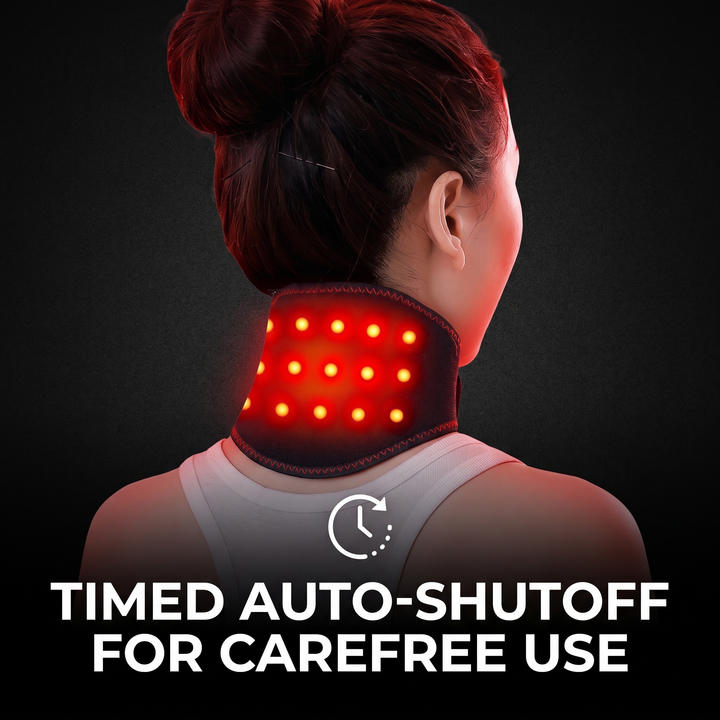 Portable Red Light Neck Massager Deep Kneading Cervical Spine Trapezius Relaxation Heat Therapy 3 Gear Settings Timed Heating Home Office Use