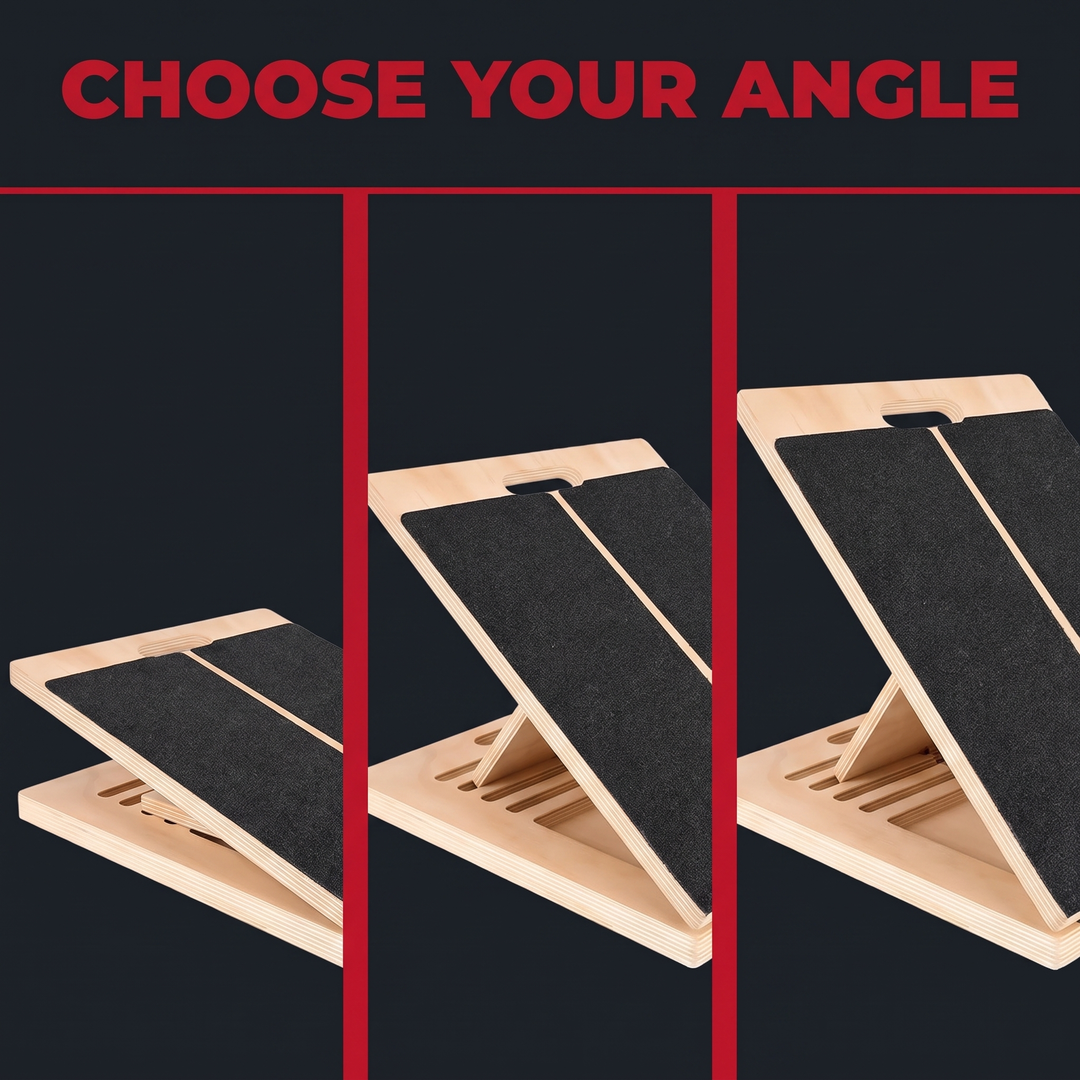 Professional Adjustable Slant Board Wooden Calf Stretching Board Non-Slip Squat Wedge Stretch Board for Home Gym Mobility Strength Training