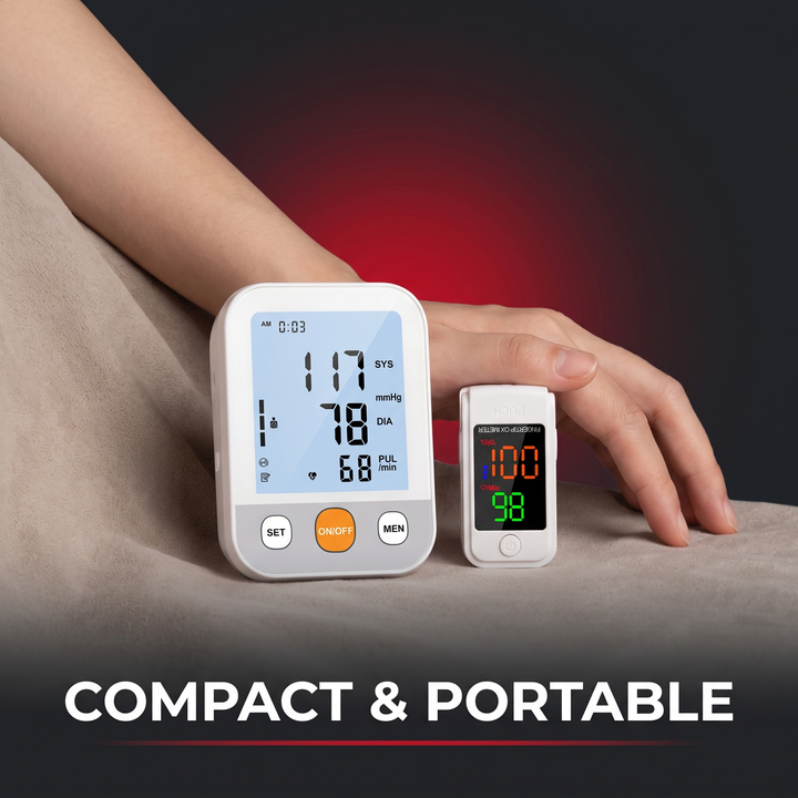 Professional Blood Pressure Monitor Kit with Finger Pulse Oximeter Heart Rate Blood Oxygen Monitor Home Health Monitoring Set