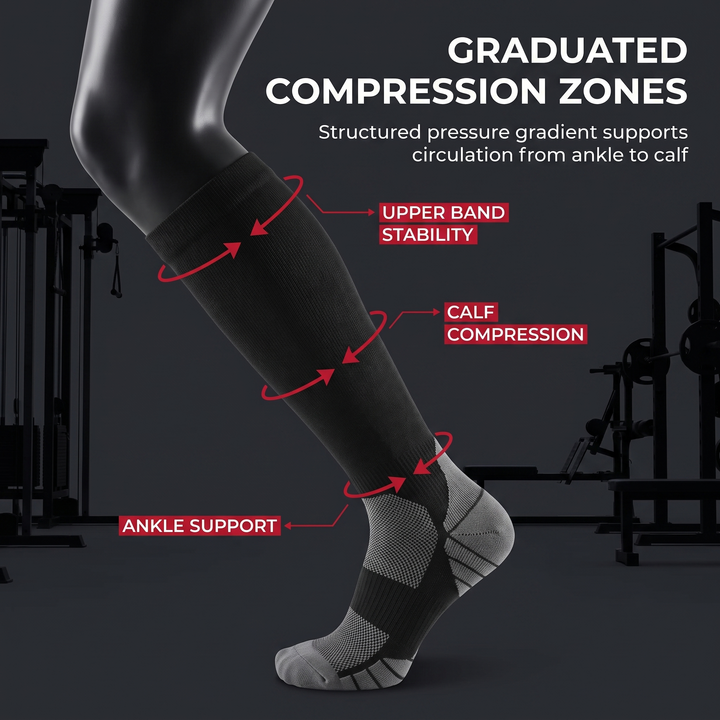 Professional Compression Sports Socks Graduated Support Stockings for Running Cycling Golf Rugby Nursing Circulation Recovery Unisex