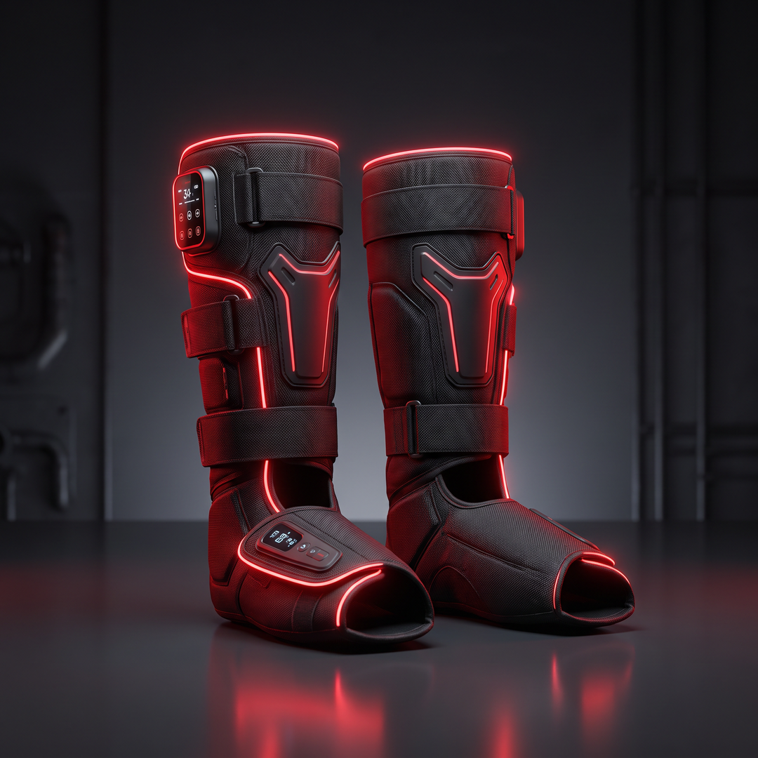 Professional Cryotherapy Electric Air Compression Recovery Boot Pair Leg Foot Massager 4 Chambers 5 Modes 30-240mmHg Sports Recovery Rehabilitation