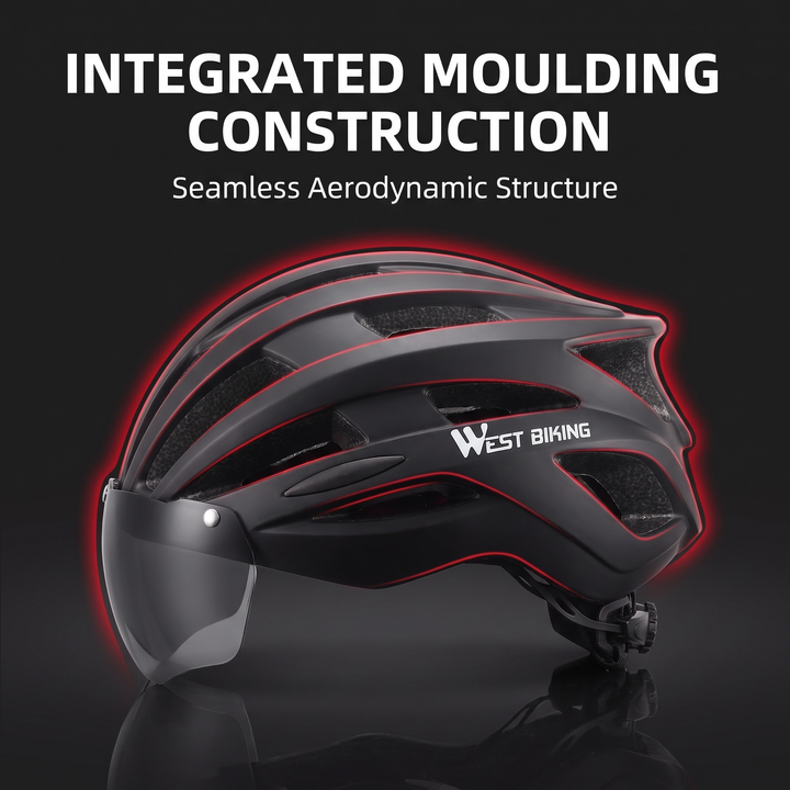 Professional Cycling Helmet with Magnetic Goggle Lens Integrated Moulding MTB Bike Helmet Breathable Ultralight Road Bicycle Safety Cap for Men Women