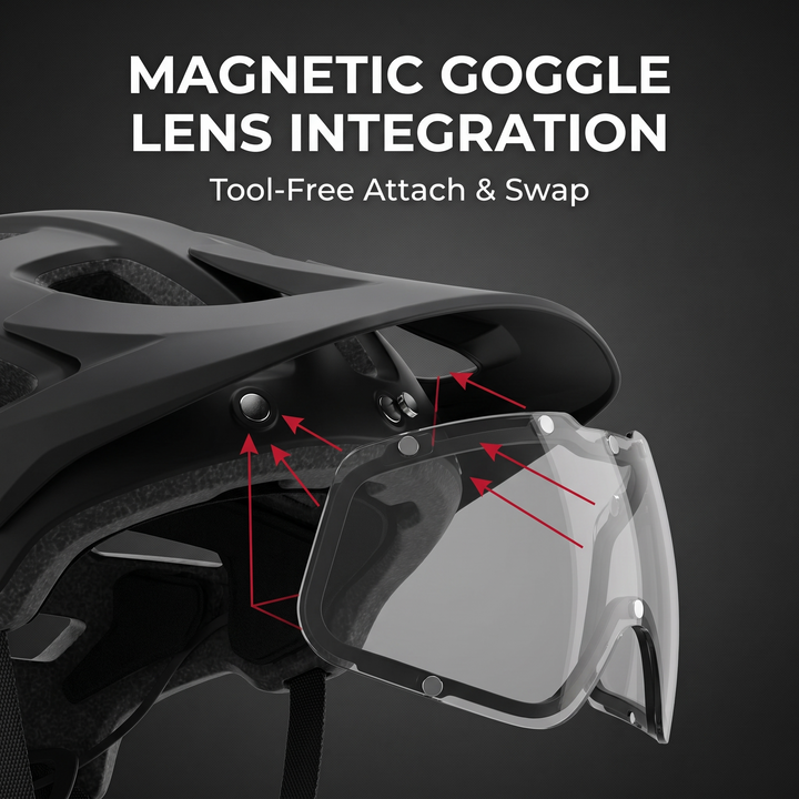 Professional Cycling Helmet with Magnetic Goggle Lens Integrated Moulding MTB Bike Helmet Breathable Ultralight Road Bicycle Safety Cap for Men Women
