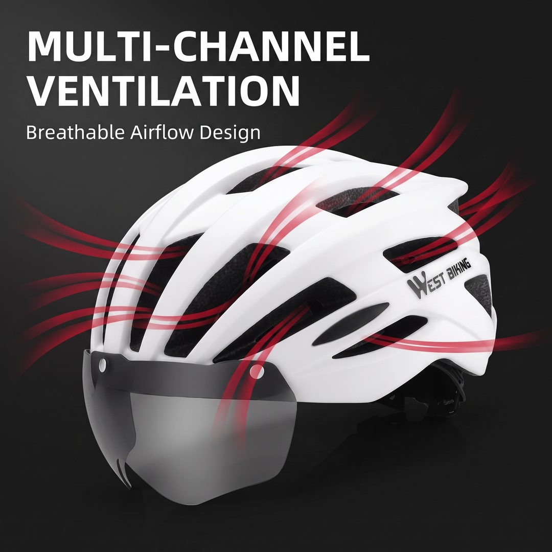 Professional Cycling Helmet with Magnetic Goggle Lens Integrated Moulding MTB Bike Helmet Breathable Ultralight Road Bicycle Safety Cap for Men Women