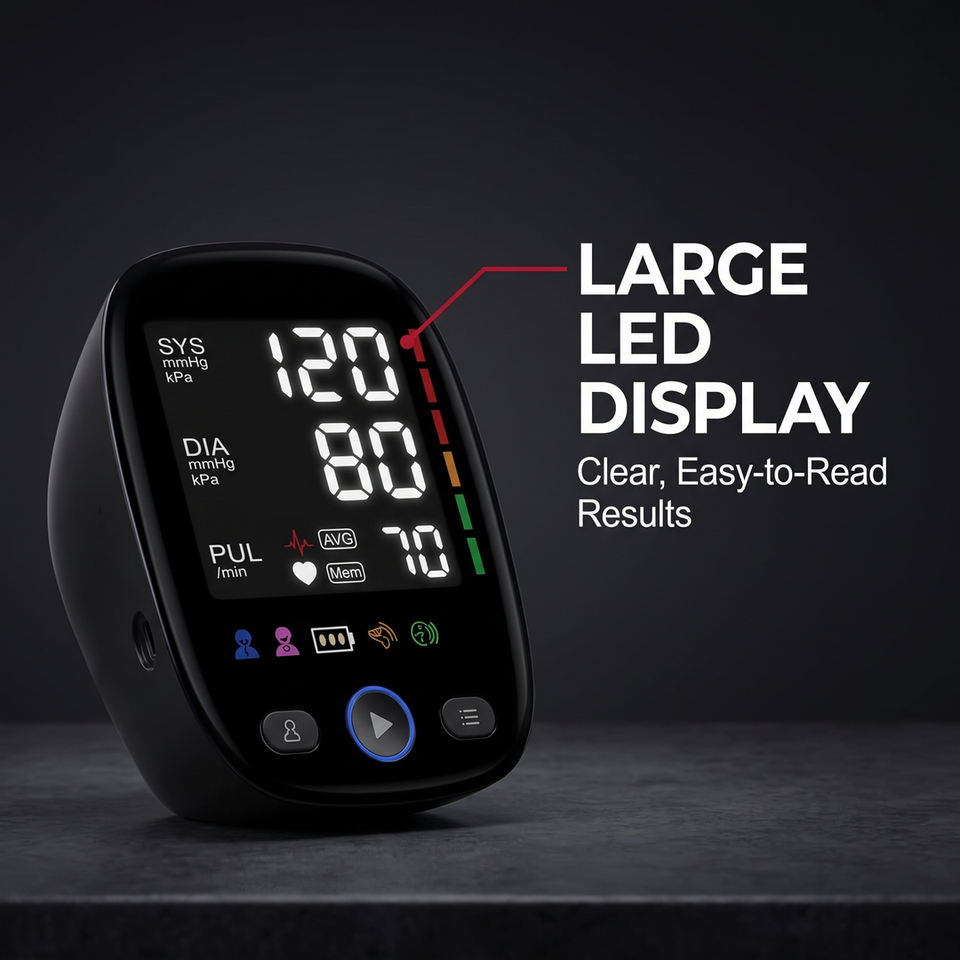 Professional Digital Blood Pressure Monitor Upper Arm Automatic BP Cuff Machine LED Display Sphygmomanometer Home Use Health Monitoring