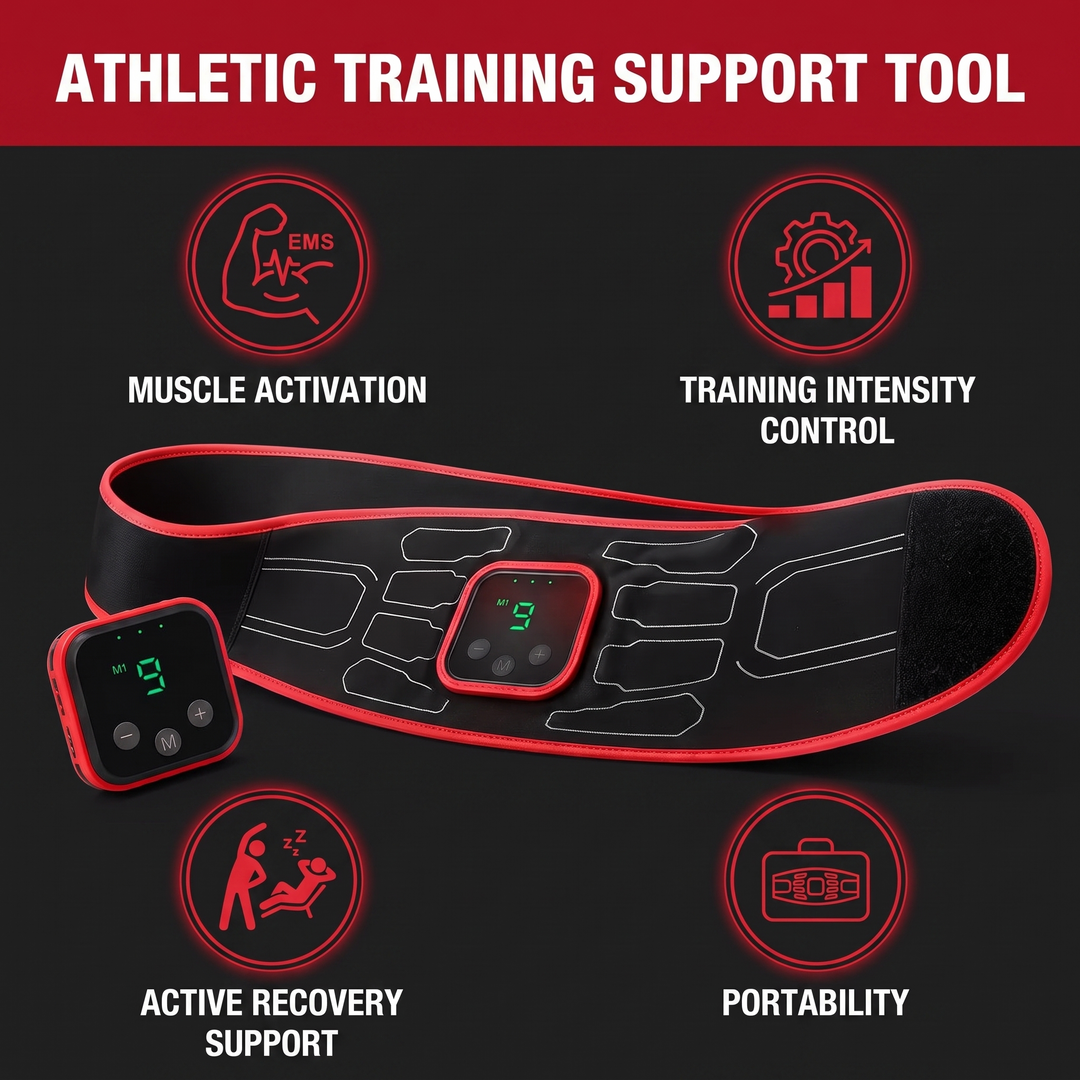 Professional EMS Core Trainer Belt Muscle Stimulator Abdominal Toning Belt 9 Intensity Levels USB Rechargeable No Gel Required Home Fitness Recovery