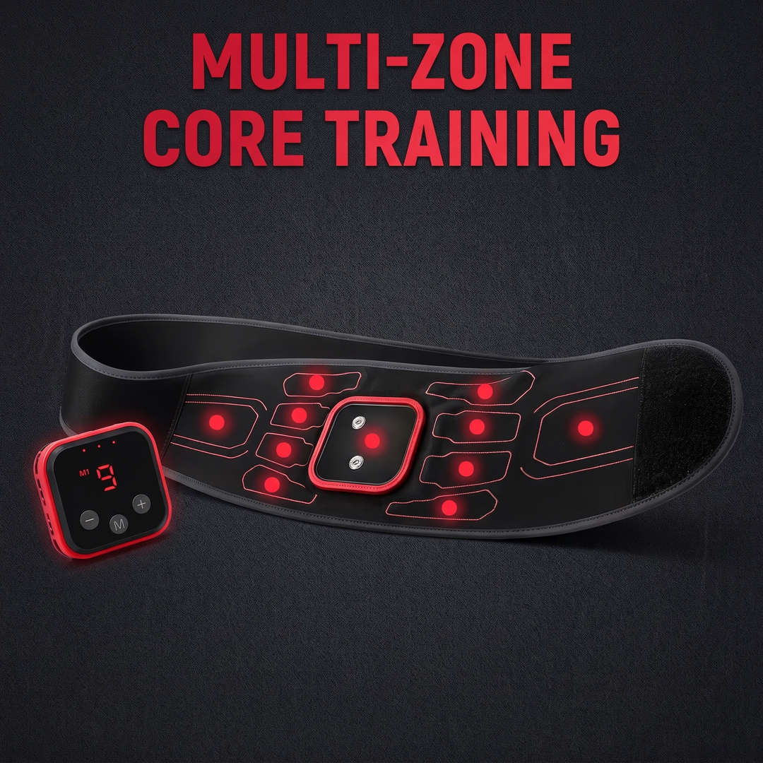 Professional EMS Core Trainer Belt Muscle Stimulator Abdominal Toning Belt 9 Intensity Levels USB Rechargeable No Gel Required Home Fitness Recovery