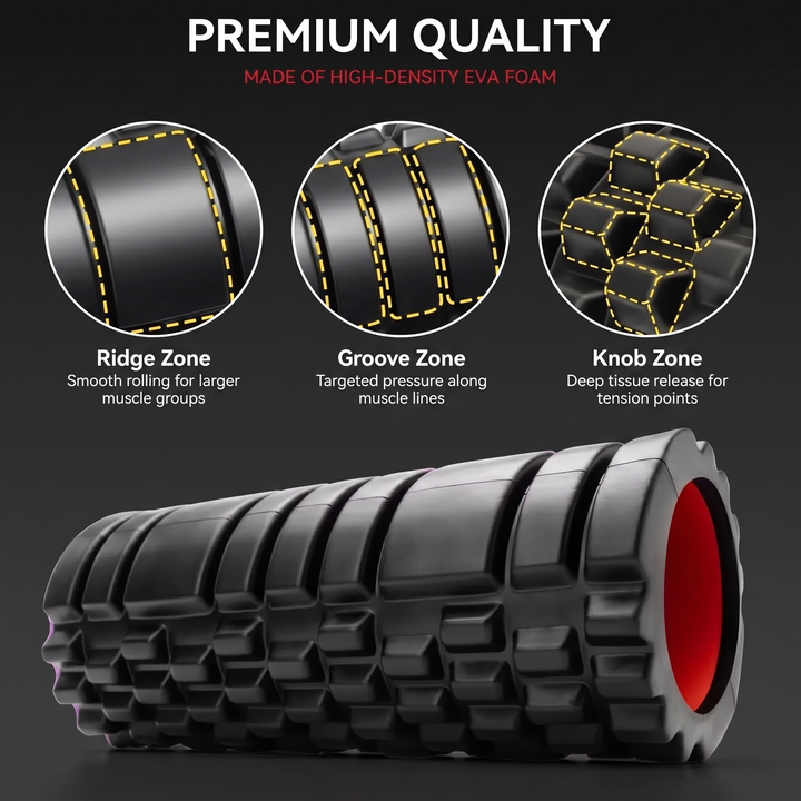 Professional EVA Foam Roller for Back Legs Waist Deep Tissue Muscle Recovery Massage Myofascial Release Home Gym Mobility Fitness Tool
