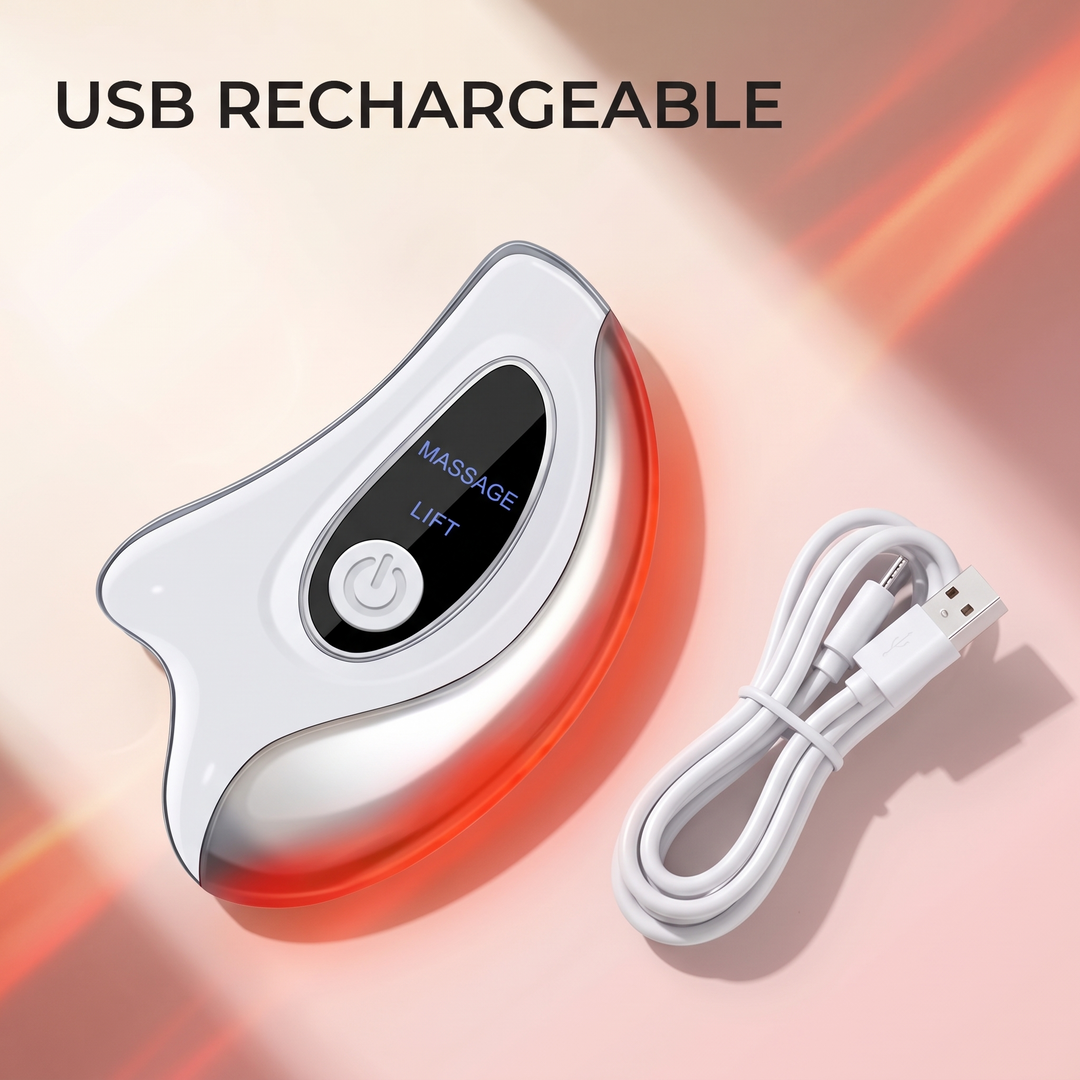 Professional Electric Gua Sha Face Massager Heated Scraping Board Red Blue Light Vibration Skin Rejuvenation Face Lifting Device Home Use