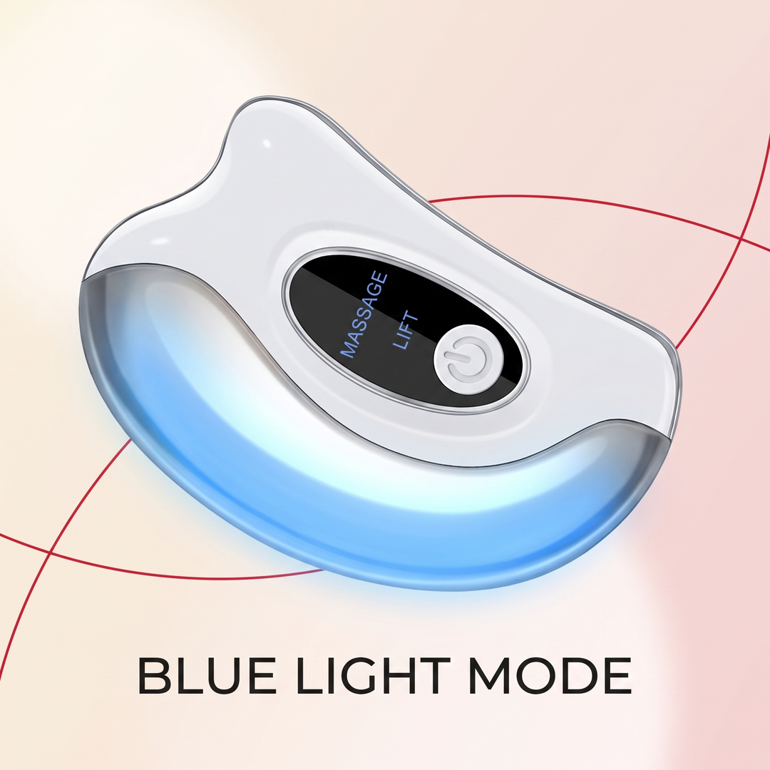 Professional Electric Gua Sha Face Massager Heated Scraping Board Red Blue Light Vibration Skin Rejuvenation Face Lifting Device Home Use