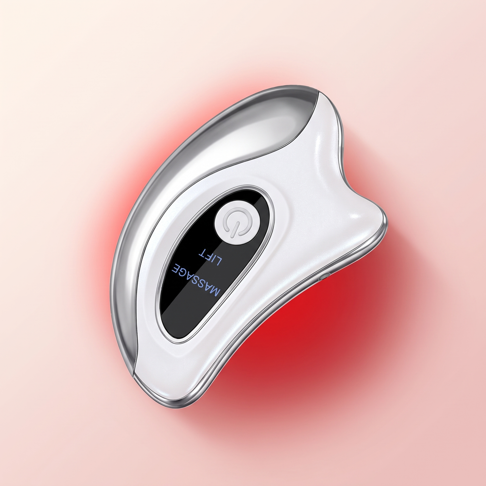 Professional Electric Gua Sha Face Massager Heated Scraping Board Red Blue Light Vibration Skin Rejuvenation Face Lifting Device Home Use