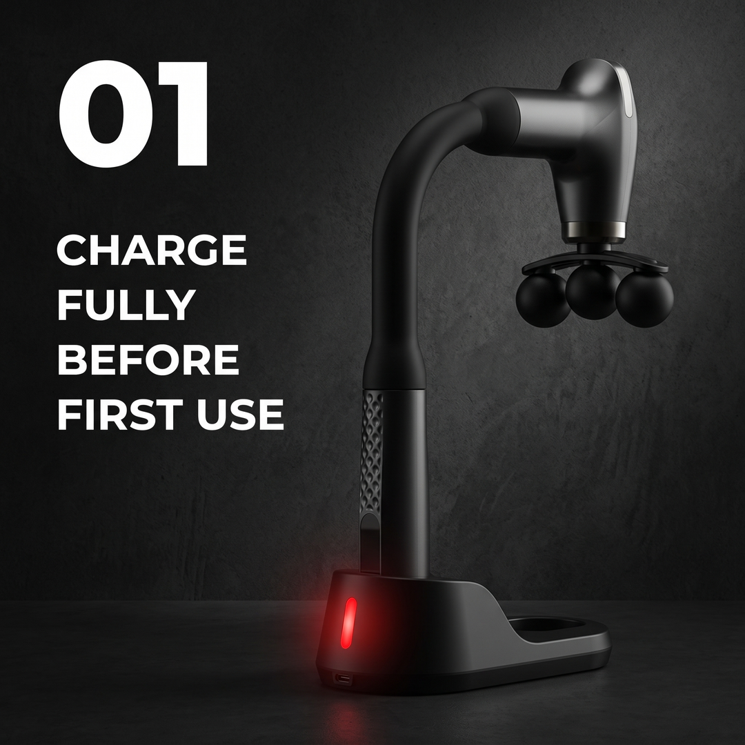 Professional Electric Massage Gun Long Bent Handle Deep Tissue Muscle Massager Rechargeable Percussion Massager for Back Neck Shoulders Muscle Relief Home Gym Recovery