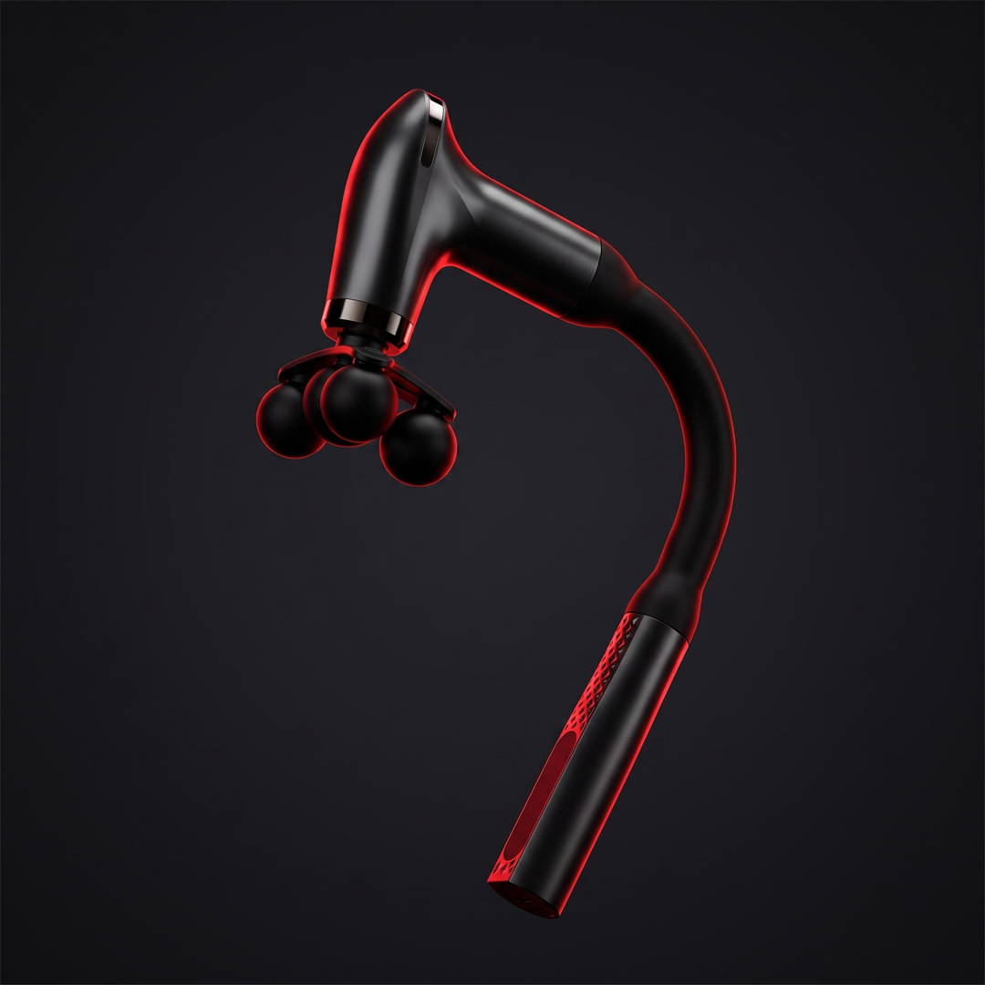 Professional Electric Massage Gun Long Bent Handle Deep Tissue Muscle Massager Rechargeable Percussion Massager for Back Neck Shoulders Muscle Relief Home Gym Recovery
