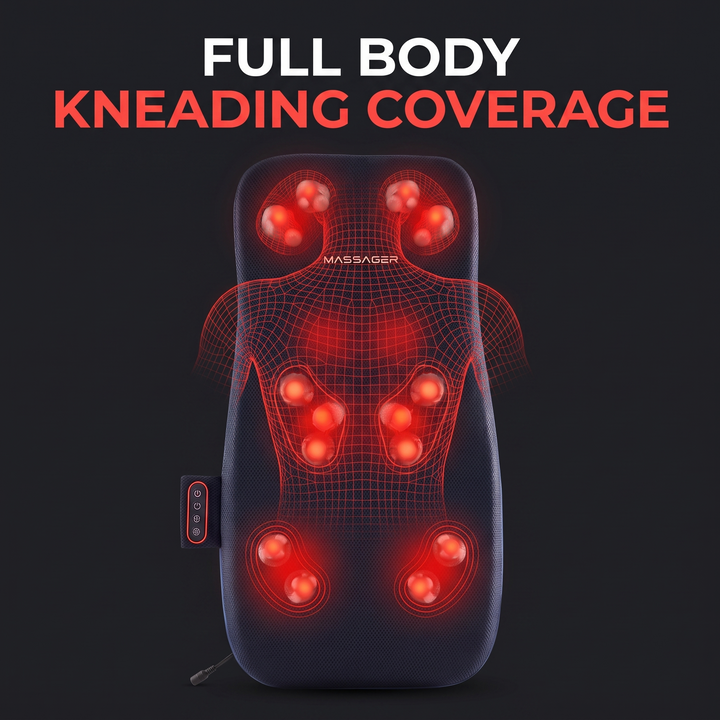 Professional Electric Shiatsu Back Massager with Heat Full Body Kneading Neck Shoulder Massage Cushion for Home Office Chair Use Relaxation Recovery