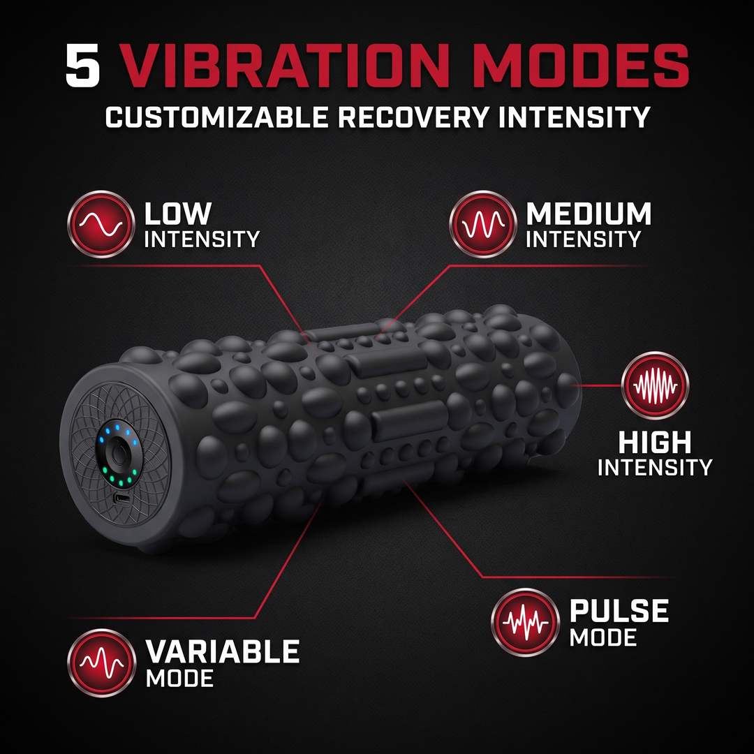 Professional Electric Vibrating Foam Roller Rechargeable Muscle Recovery Roller 5 Vibration Modes for Deep Tissue Massage Myofascial Release Home Gym Fitness