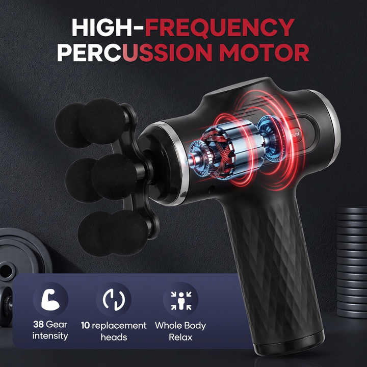 Professional Fascia Massage Gun High-Frequency Vibration Deep Tissue Muscle Relaxation Device Replaceable Heads Full Body Recovery