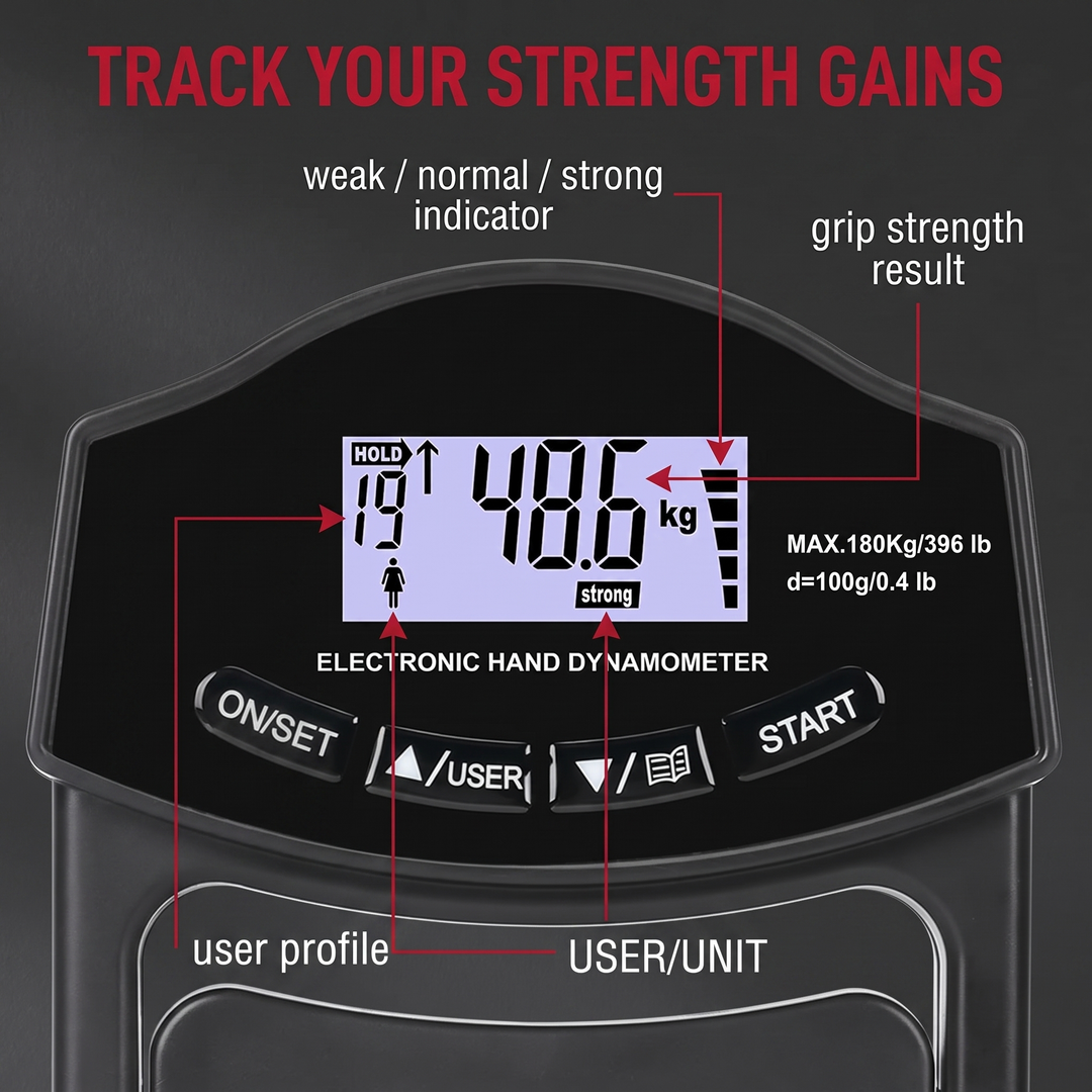 Professional Hand Grip Strength Dynamometer Digital LCD Display Forearm Trainer Grip Strengthener Squeeze Exercise Rehabilitation Fitness Tool