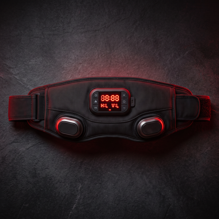 Professional Heated Massage Waist Belt Red Light Therapy Vibration Massage Pad Cordless Muscle Relaxation Back Waist Support Recovery Belt for Home Use