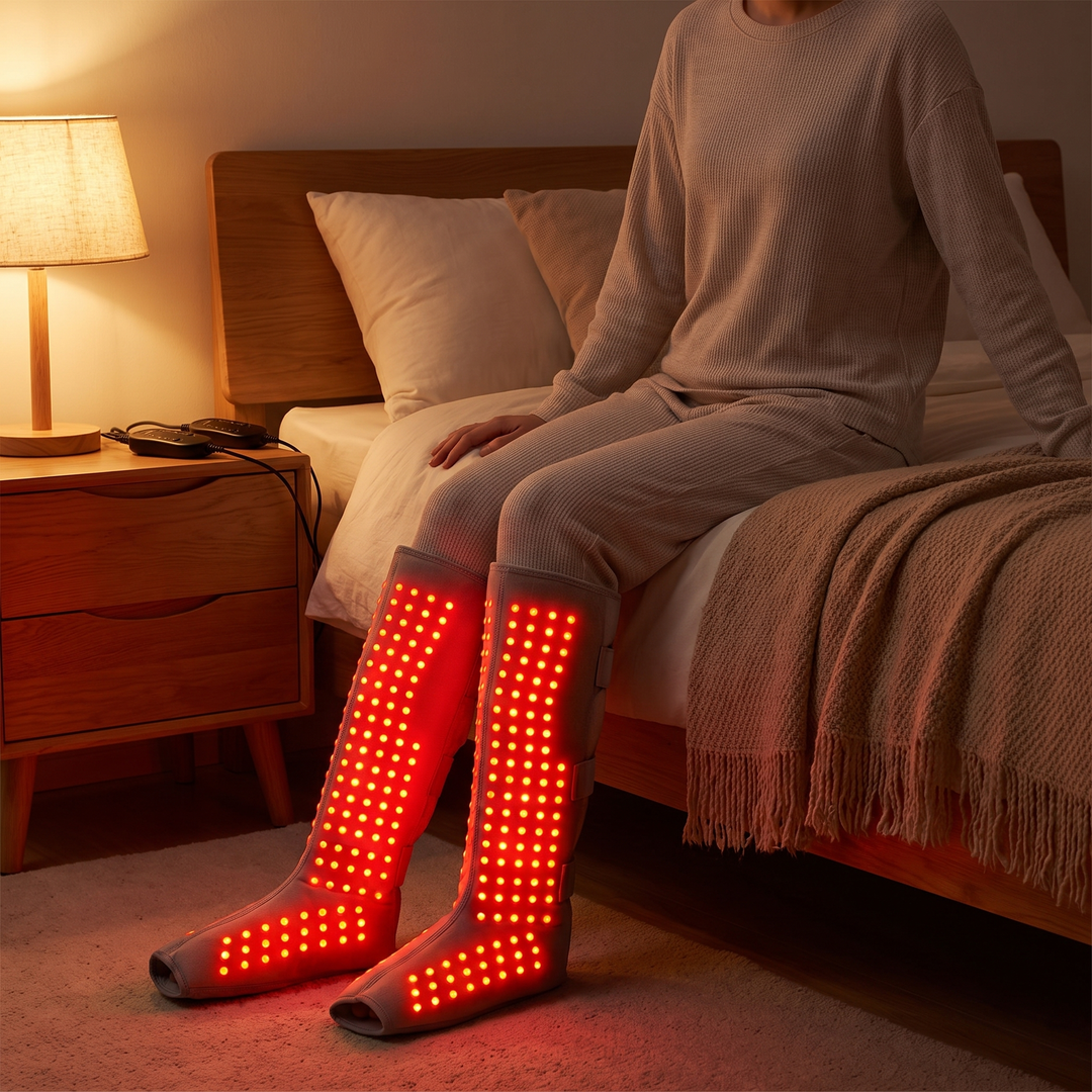 Professional Heated Red Light Leg Massager Boots Full Leg Compression Massager with Heat Muscle Relaxation Joint Comfort Fatigue Relief Home Recovery