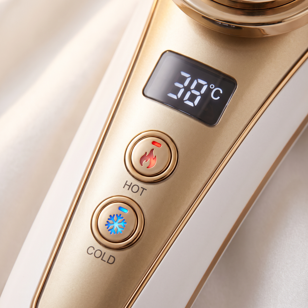 Professional Hot Cold Microcurrent Face and Neck Massager LED Red Blue Light Therapy Vibrating Scraping Beauty Instrument for Home Use Skin Care