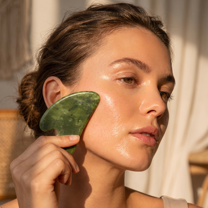 Professional Jade Gua Sha Scraping Tool Heart Shape Natural Jade Stone Face Neck Body Massage Scraper Skin Therapy Recovery Tool