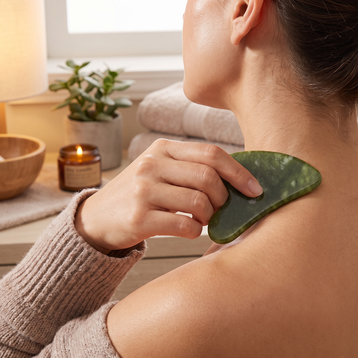 Professional Jade Gua Sha Scraping Tool Heart Shape Natural Jade Stone Face Neck Body Massage Scraper Skin Therapy Recovery Tool