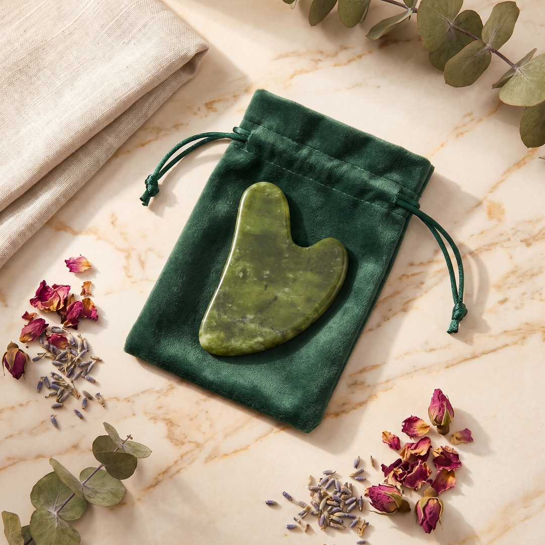 Professional Jade Gua Sha Scraping Tool Heart Shape Natural Jade Stone Face Neck Body Massage Scraper Skin Therapy Recovery Tool