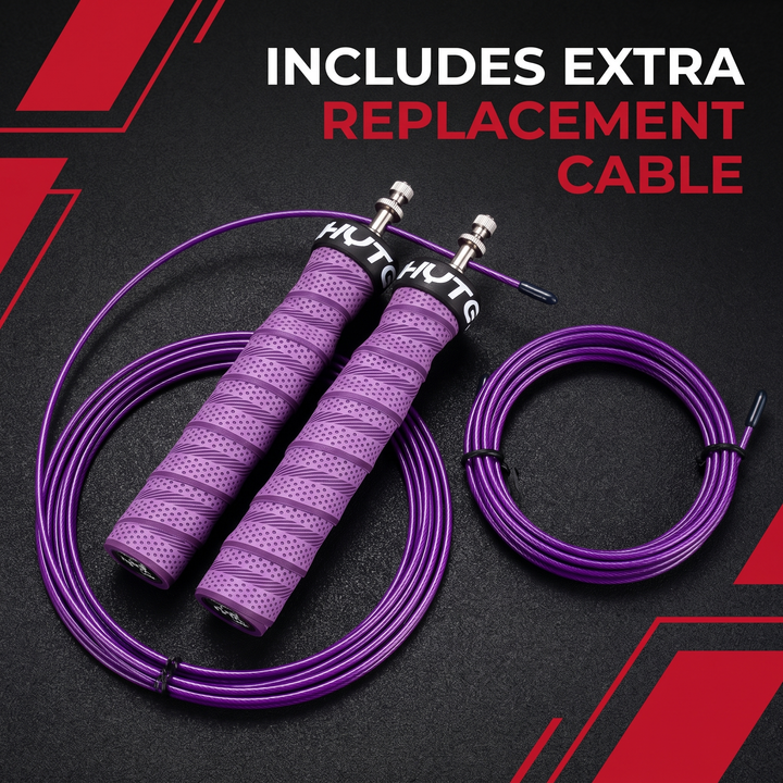 Professional Jump Rope Set Speed Skipping Rope Adjustable Cable with Ball Bearings Anti-Slip Handle Weighted CrossFit Home Gym Cardio Fitness Training