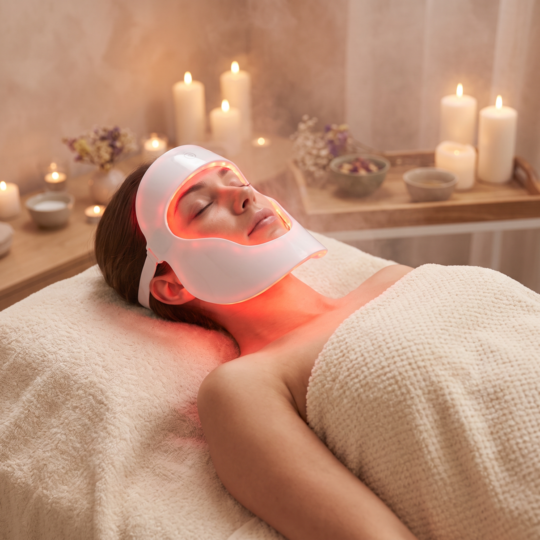 Professional LED Face &amp; Neck Light Therapy Mask 7 Colour Red Light Skin Rejuvenation Anti-Ageing Beauty Device for Home Skincare Facial Treatment